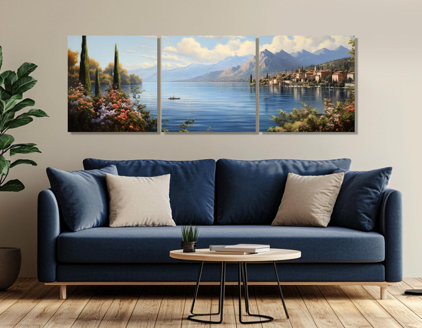 Lake Iseo Canvas Print – Panoramic Italian Lake Art | Framed & Ready to Hang