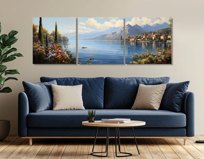 Lake Iseo Canvas Print – Panoramic Italian Lake Art | Framed & Ready to Hang