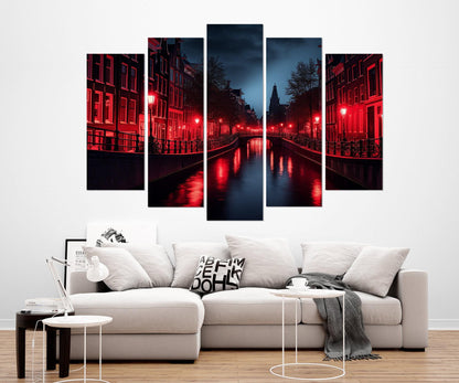 Amsterdam Canvas Print – Framed Wall Art | Red Light District Abstract City Painting