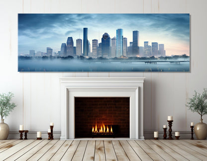 Houston Skyline Canvas Large Cotton Canvas Artwork – Abstract City Print & Framed Wall Decor