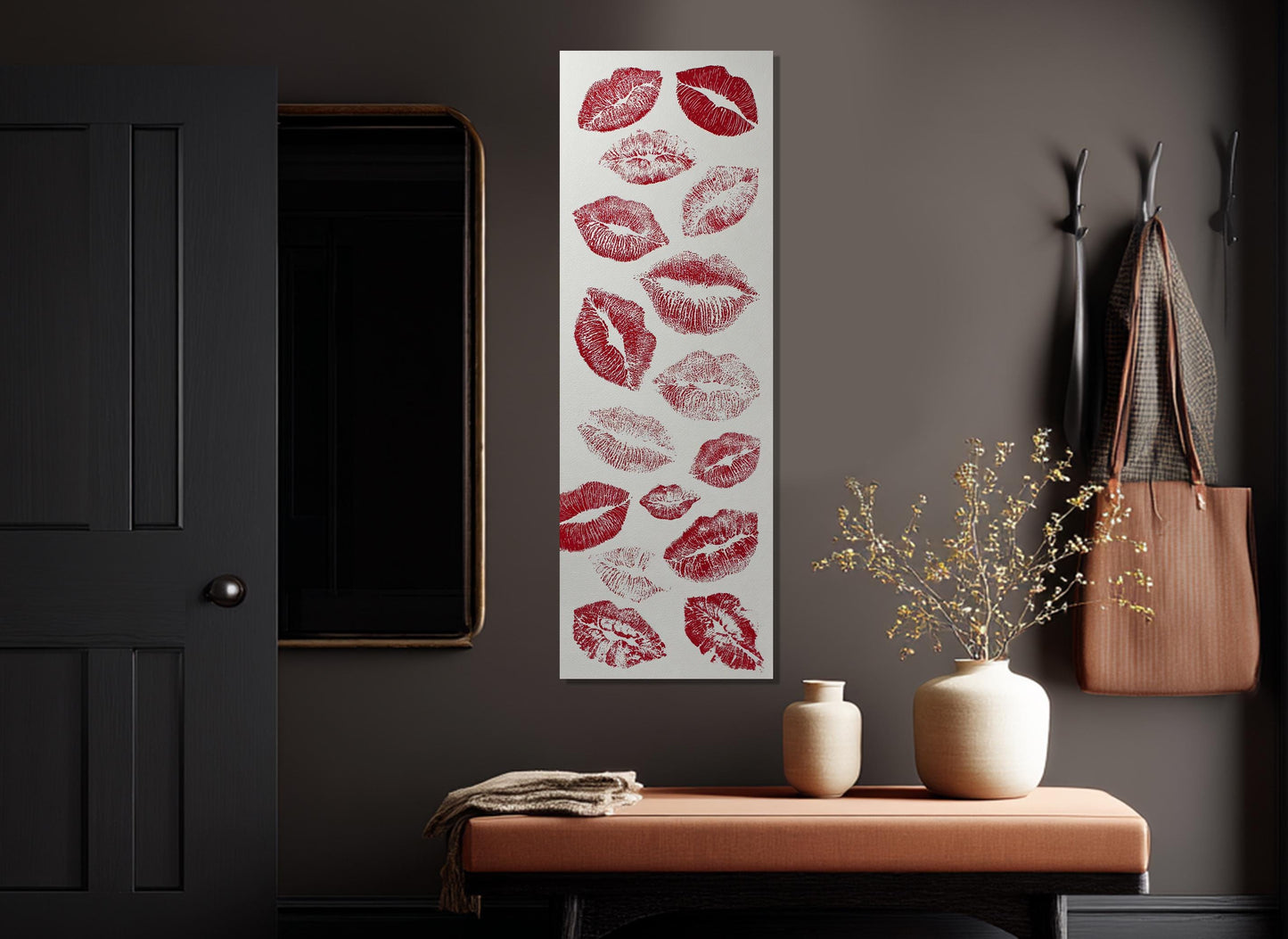 Red Lip Prints Canvas – Romantic Kiss Art | Modern Wall Decor | Ready to Hang