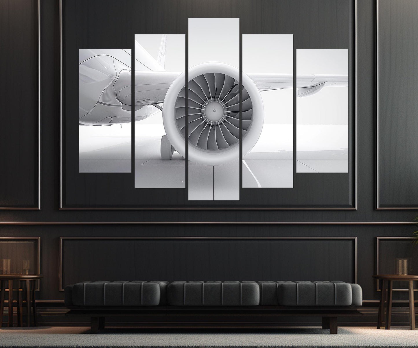 Plane Turbine Canvas Print - Minimalist Aviation Wall Art | Ready To Hang Framed Cotton Canvas