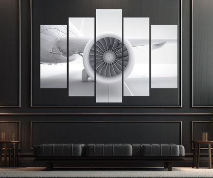 Plane Turbine Canvas Print - Minimalist Aviation Wall Art | Ready To Hang Framed Cotton Canvas