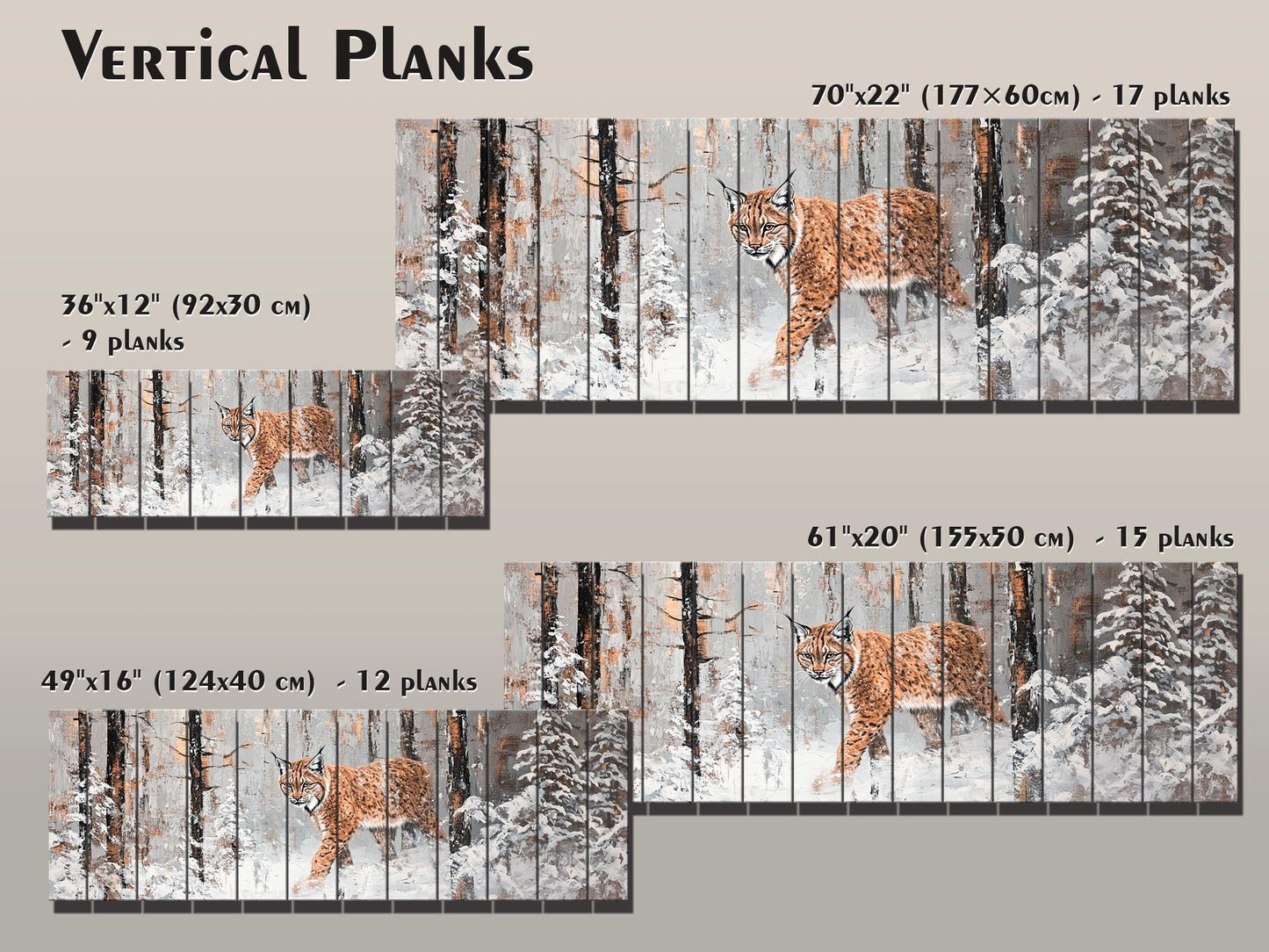 Lynx Wood Wall Art – Rustic Forest Animal Print on Natural Wood Planks