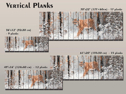 Lynx Wood Wall Art – Rustic Forest Animal Print on Natural Wood Planks