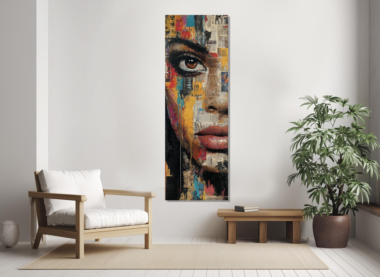 Abstract Expressionism Canvas – Black Woman Portrait Surreal Wall Art, Ready to Hang