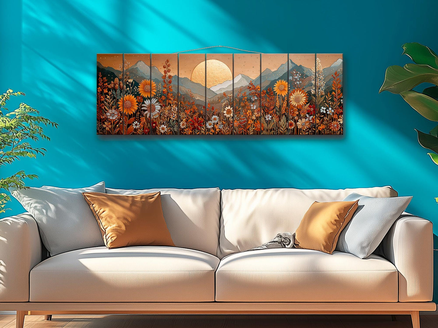Wood Landscape Print – Earthy Wildflower Art | Rustic Wall Decor on Wood Panel