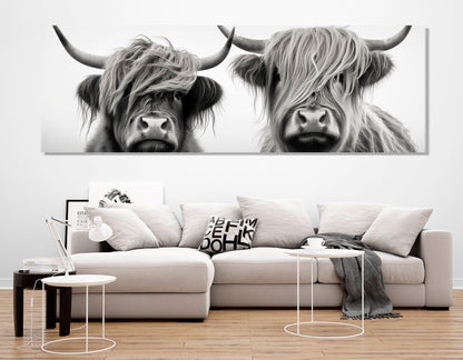 Highland Cows Canvas Print – Framed Canvas Art | Farmhouse Wall Decor Ready to Hang