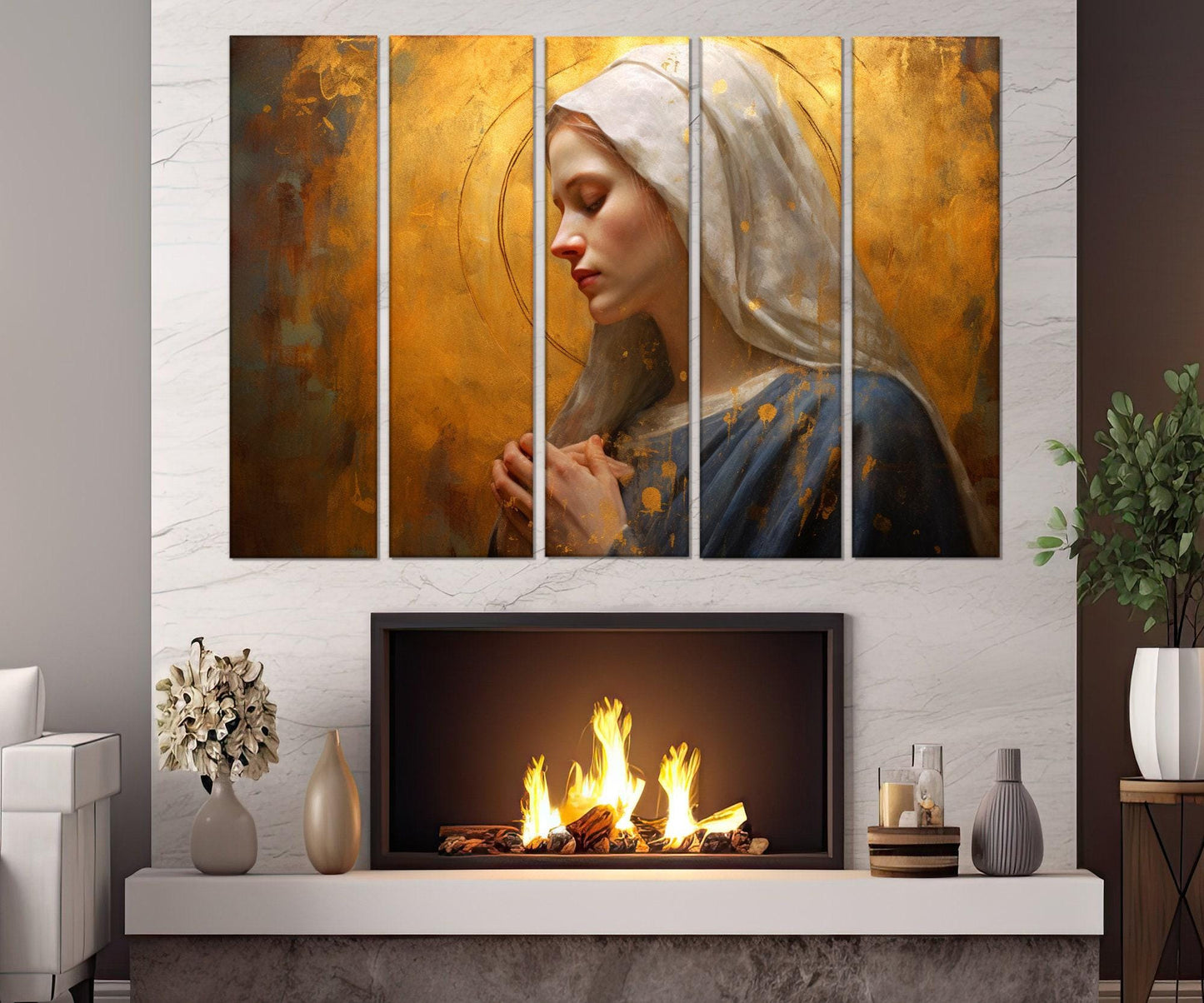 Virgin Mary Canvas Print – Religious Wall Art | Framed & Ready to Hang