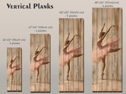 Ballerina Print on Natural Wood, Rustic Ballerina Painting, Ballet Wall Art, Ballet School Wall Decor, Ballet Teacher Gift, Ballerina Gift