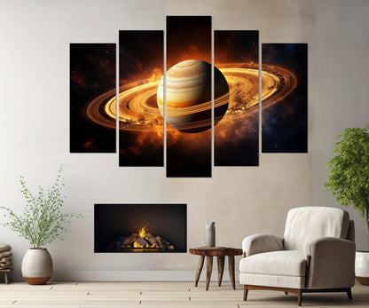 Saturn Canvas Print – Abstract Planets Wall Art | Framed & Ready to Hang