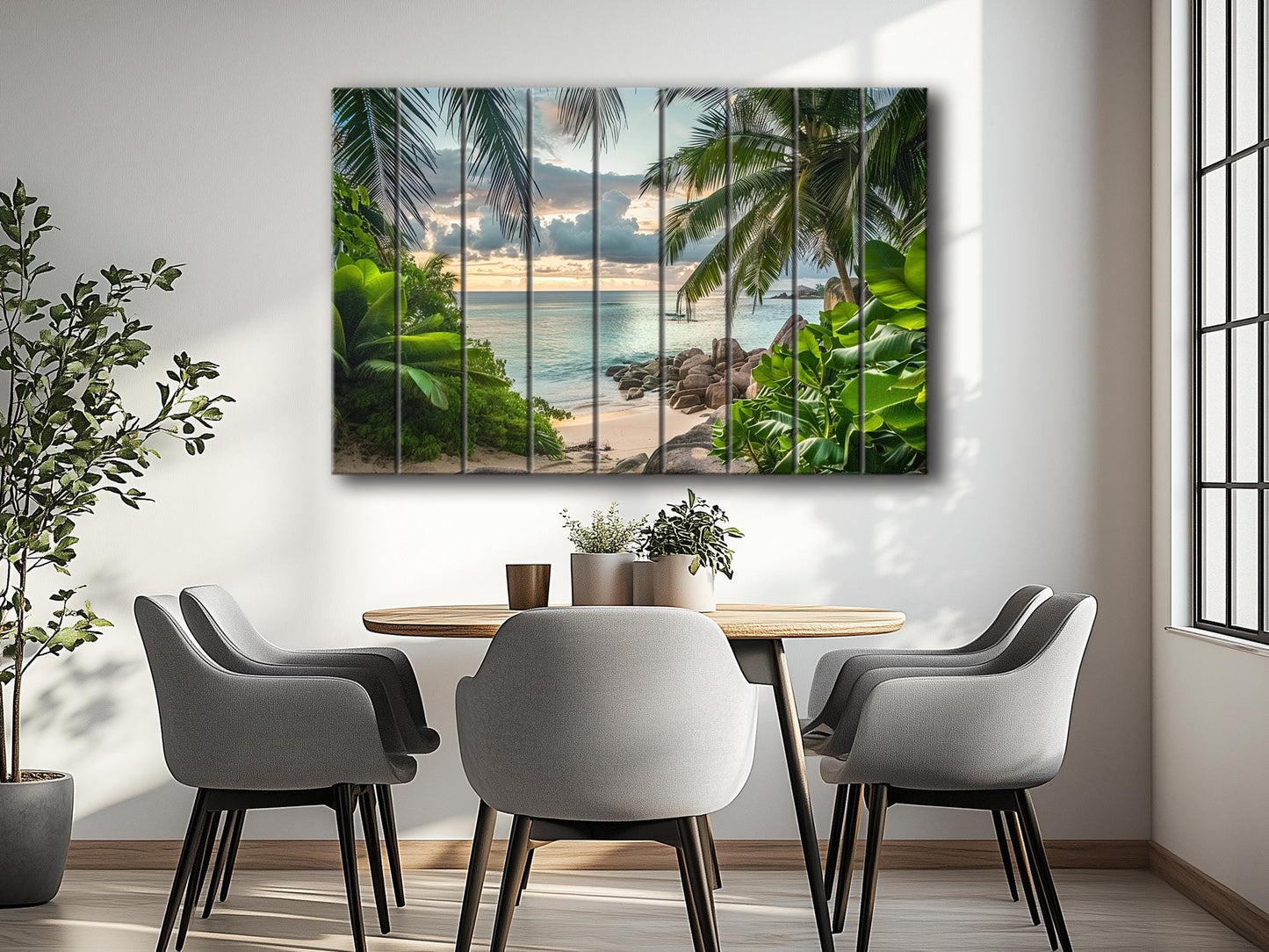 Tropical Landscape Print on Wood, Tropical Wooden Wall Art, Palm Trees Wood Print, Resort Island Wall Art, Tropical Beach, Wood Wall Art