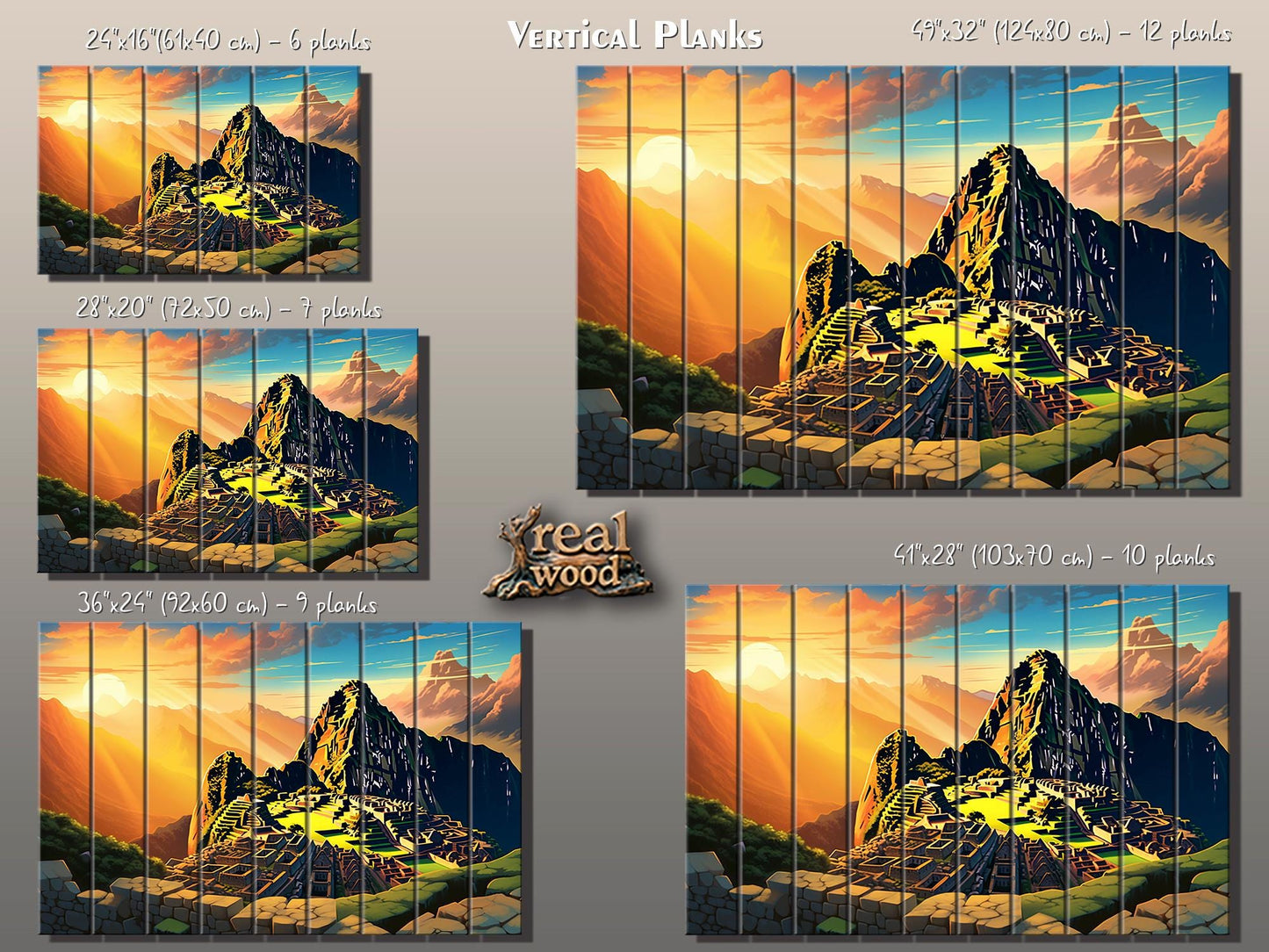 Machu Picchu Wall Art – Abstract Wood Plank Wall Decor, Peruvian Gift Idea