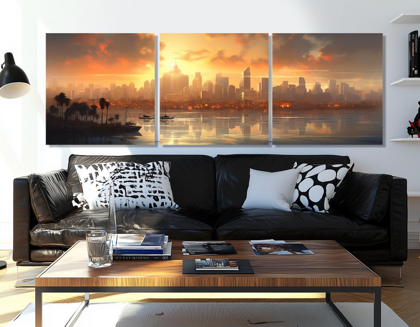 San Diego Sunset Canvas - Framed Cotton Canvas Artwork | Abstract Cityscape Print