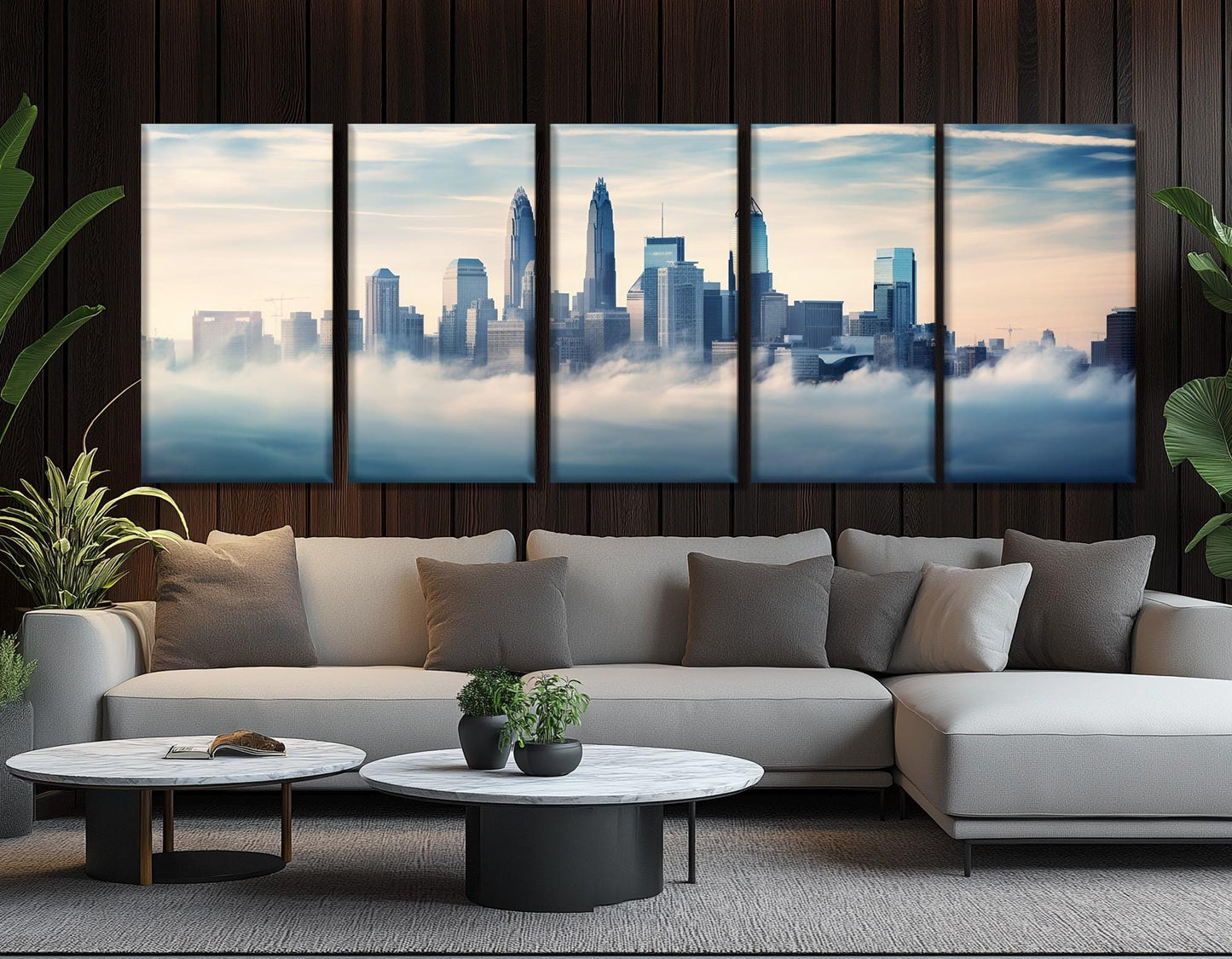 Charlotte Canvas Print – Large Abstract Cityscape on Cotton Canvas, Ready to Hang Art
