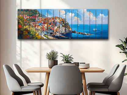 Cinque Terre Wall Art - Manarola Wood Print | Natural Wood Decor, Ready to Hang