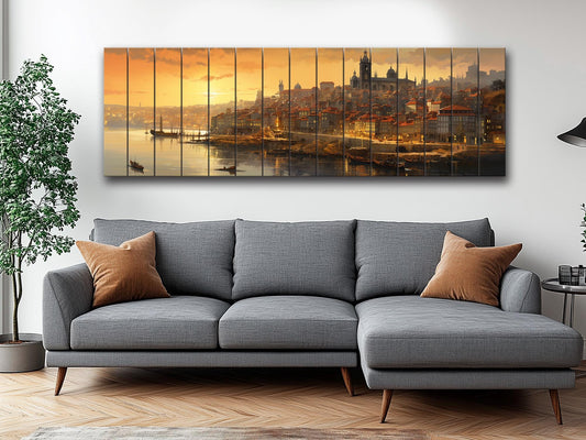 Vintage Porto Print on Natural Wood – Portugal Wall Art