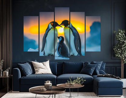 Penguins Family Canvas Print - Framed Cotton Wall Art | Ready to Hang