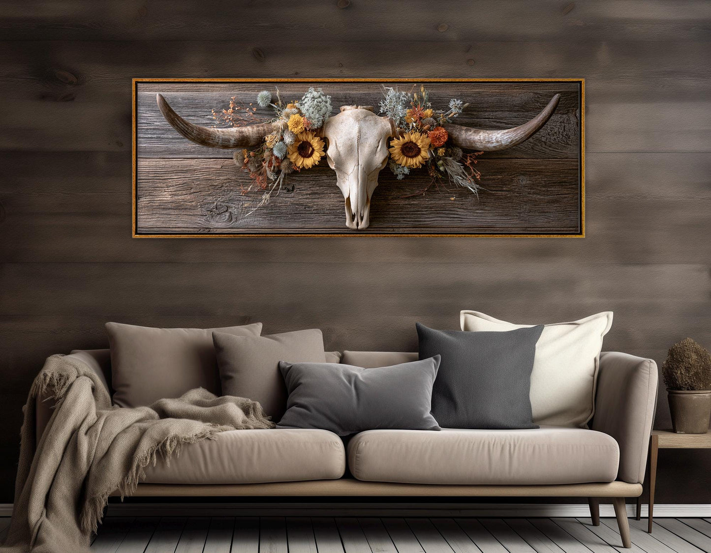 Longhorn Skull Canvas Print, Large Western Wall Decor, Framed and Ready to Hang