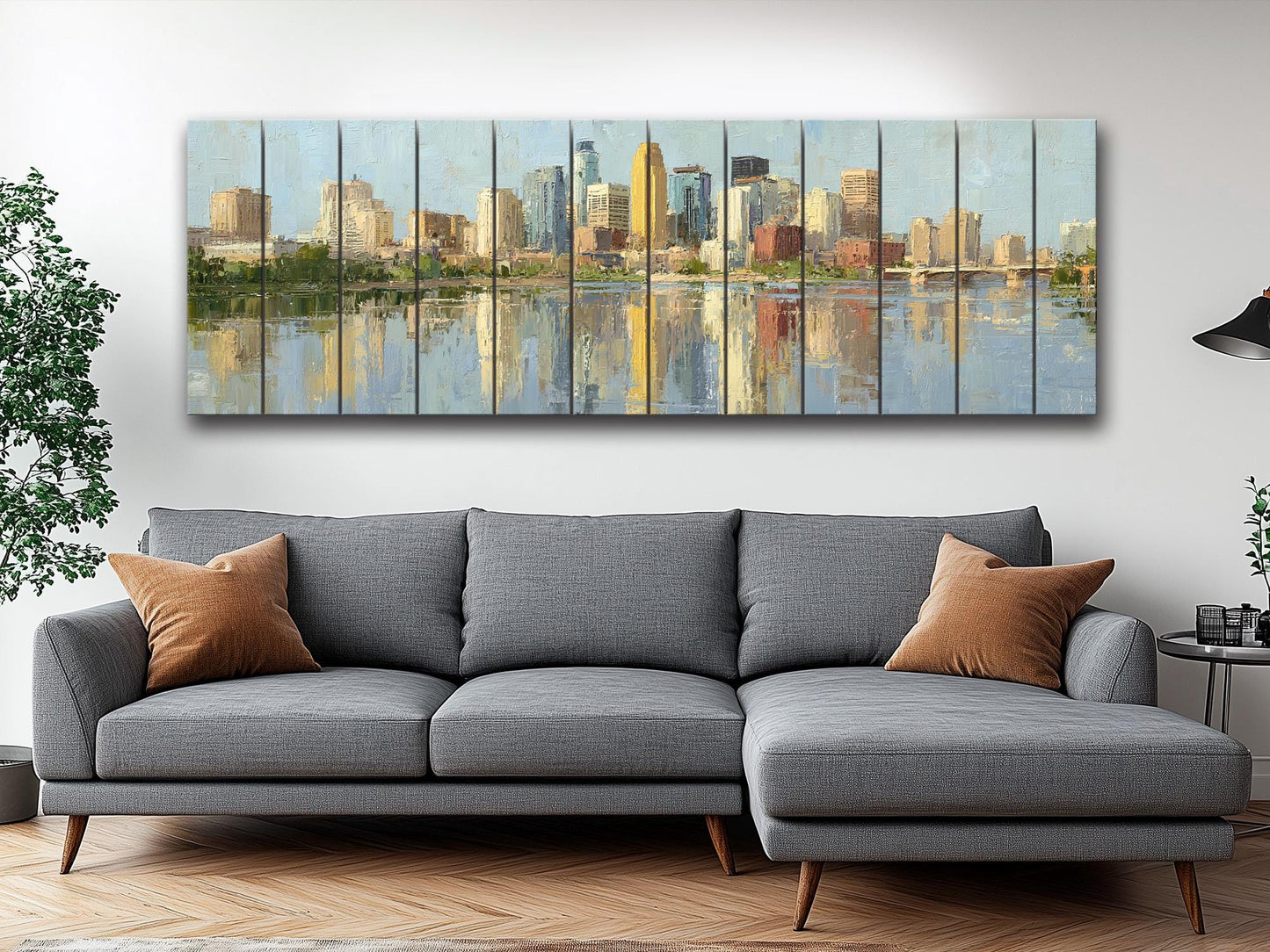 Minneapolis Skyline Wood Print – Rustic Wall Art | Panoramic Cityscape On Distressed Wood