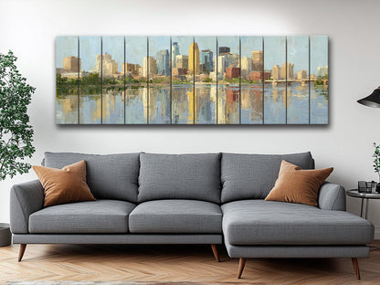 Minneapolis Skyline Wood Print – Rustic Wall Art | Panoramic Cityscape On Distressed Wood