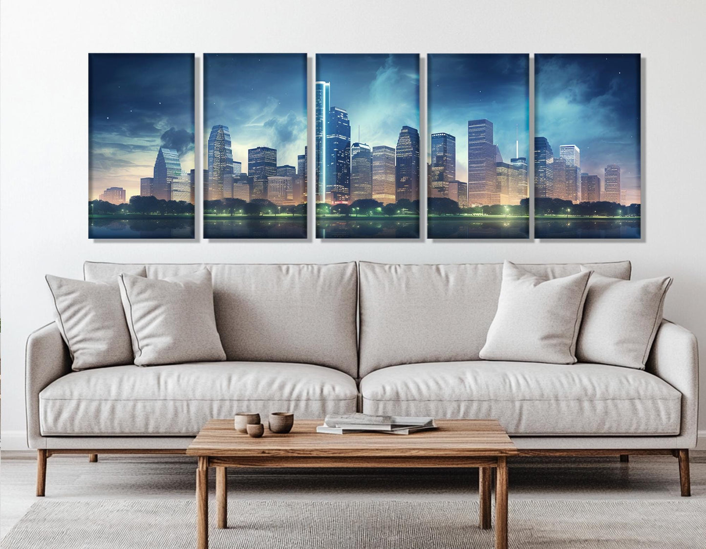 Houston Skyline Canvas - Large Cotton Canvas Print With Gallery Wrapped Frame