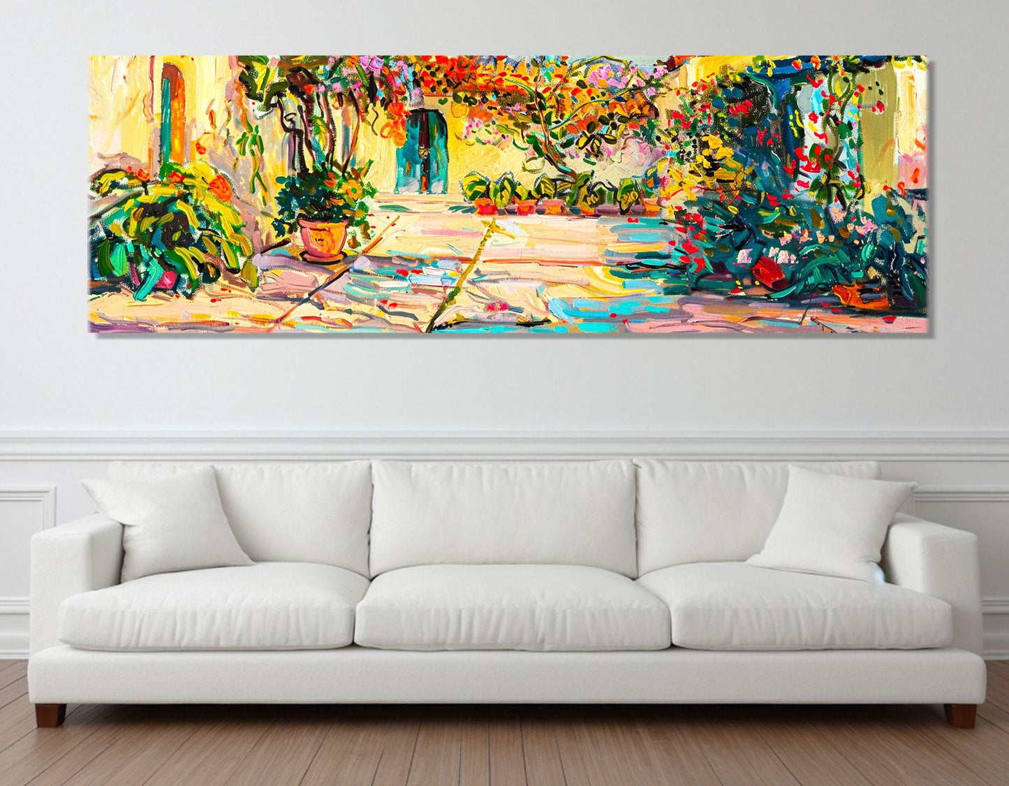 Italian Village Painting Canvas Print, Italy Wall Art, Italy Village Wall Art, Colorful Italian Street, Framed and Ready to Hang