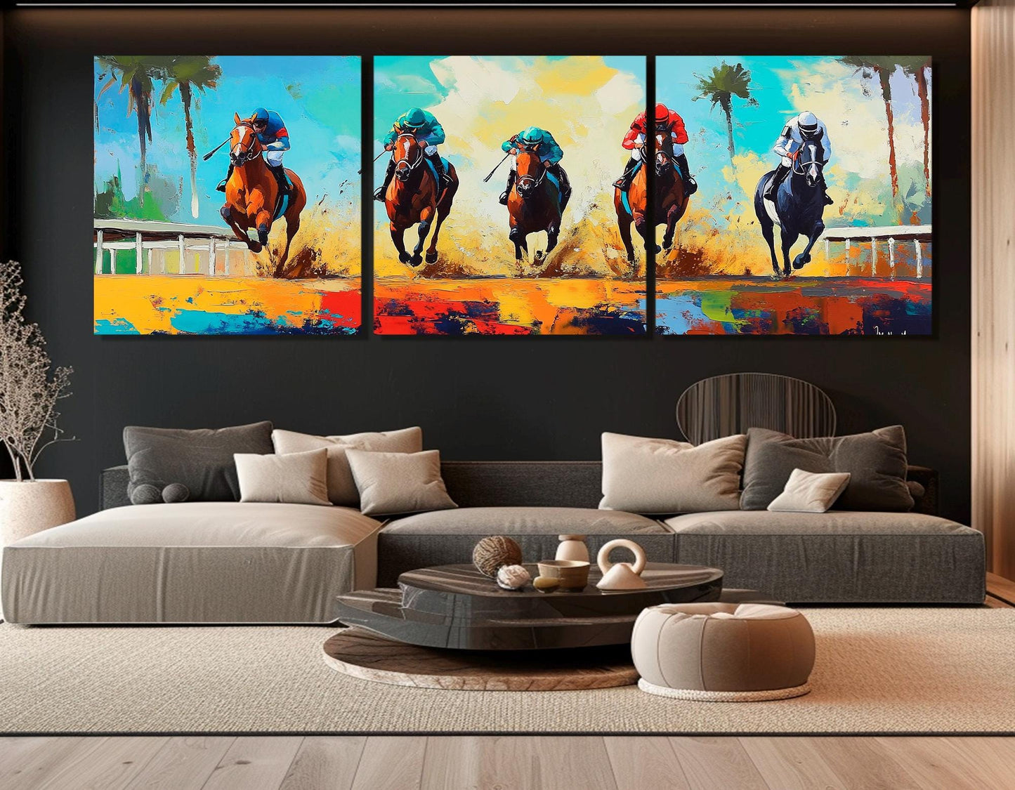 Horse Racing Canvas Print – Large Framed Wall Art | Ready to Hang Equine Decor