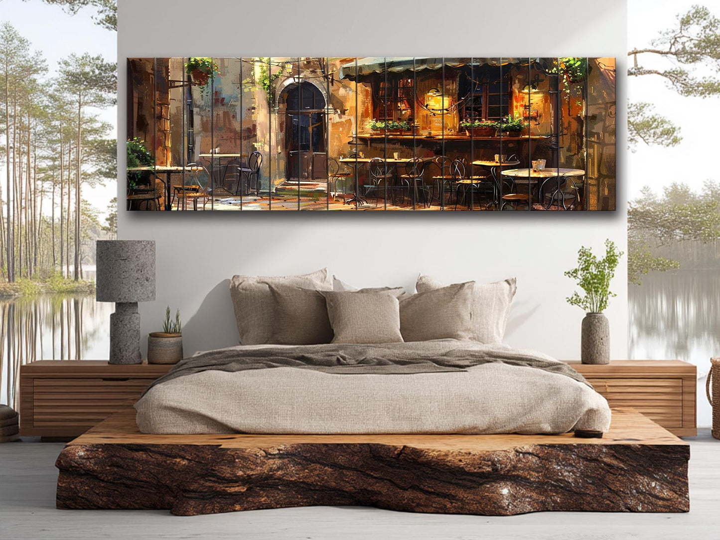 Italian Bistro Wall Art – Rustic Wood Plank Art | Scenic Italy Wood Print