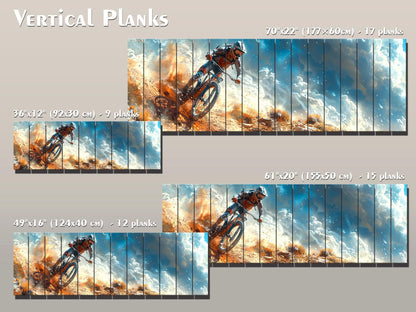 Mountain Biker Wall Art – Rustic Wooden Print on Wood | Outdoor Sports Decor