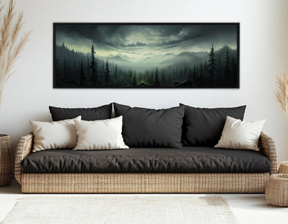 Mystical Mountain Forest Canvas - Large Framed Gallery Wrapped Canvas Print | Ready to Hang