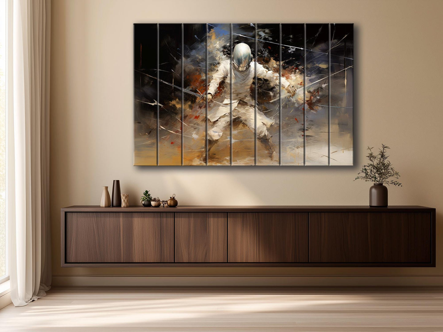 Rustic Fencing Wall Art – Natural Wood Plank Print | Abstract Fencing Decor Gift