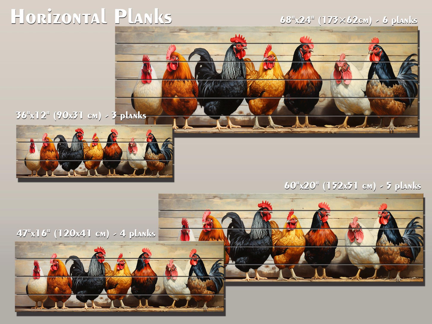 Wood Wall Art - Hen With Chicks Art | Farmhouse Wall Decor On Natural Wood Planks