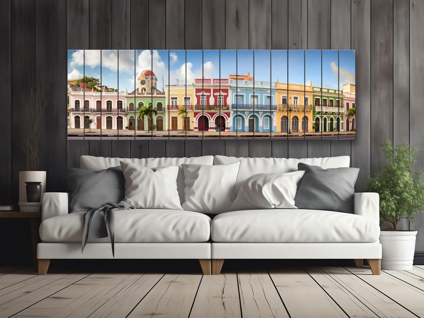 Puerto Rico Wood Wall Art – Rustic San Juan Wall Decor with Abstract Wood Plank Design