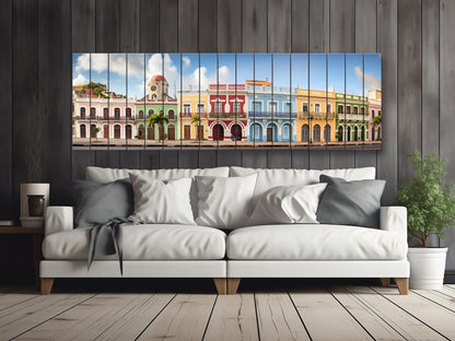 Puerto Rico Wood Wall Art – Rustic San Juan Wall Decor with Abstract Wood Plank Design