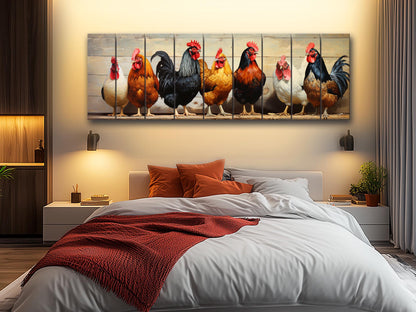 Wood Wall Art - Hen With Chicks Art | Farmhouse Wall Decor On Natural Wood Planks