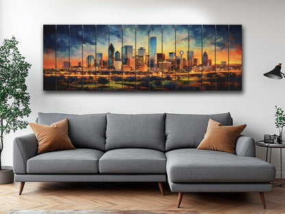 Dallas Wood Wall Art – Rustic Dallas Skyline Art | Abstract Wood Painting Decor