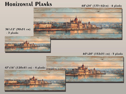Budapest Wood Print – Rustic Wall Art With Parliament Skyline & Beige Distressed Wood