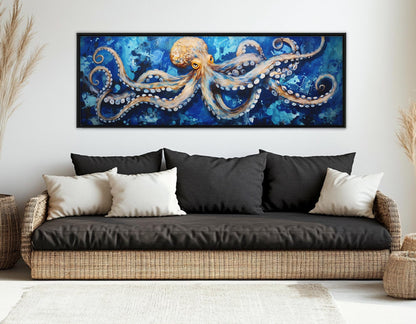Abstract Octopus Canvas Print – Framed Cotton Canvas Sea Creatures Wall Art