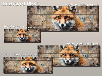 Fox Print Wood - Rustic Wood Art | Woodland Wall Decor With Beige Forest Painting