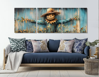 Rustic Farmhouse Wall Art - Scarecrow Canvas Print | Framed & Ready to Hang
