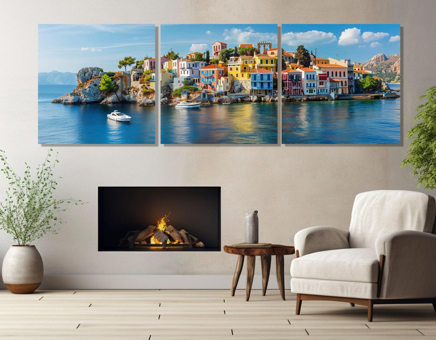 Greece Canvas Print - Large Island Abstract Greek Wall Art | Ready to Hang Cotton Canvas