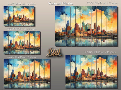 Kansas City Wall Art – Abstract Skyline Print on Wood | Rustic Wood Decor