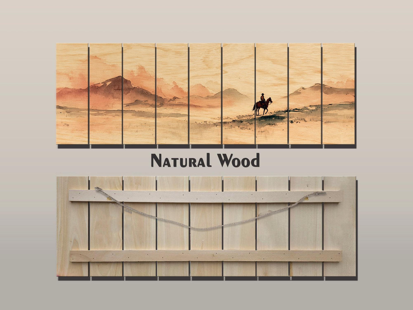 Cowboy Wall Art – Lone Cowboy Print on Wood | Rustic Western Wood Decor