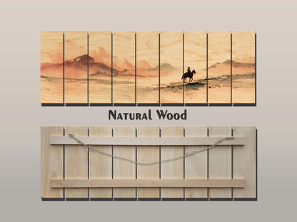 Cowboy Wall Art – Lone Cowboy Print on Wood | Rustic Western Wood Decor