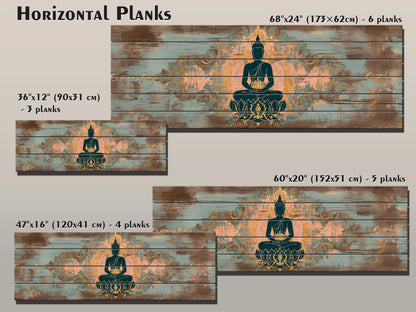 Wood Wall Art - Peaceful Buddha Print on Natural Wood, Buddhist Wall Art, Large Buddha Painting, Buddhist Gift, Rustic Buddhist Wall Decor