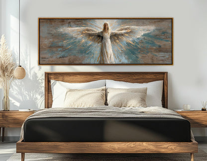 Angel Canvas Print – Rustic Christian Decor | Framed & Ready to Hang Wall Art
