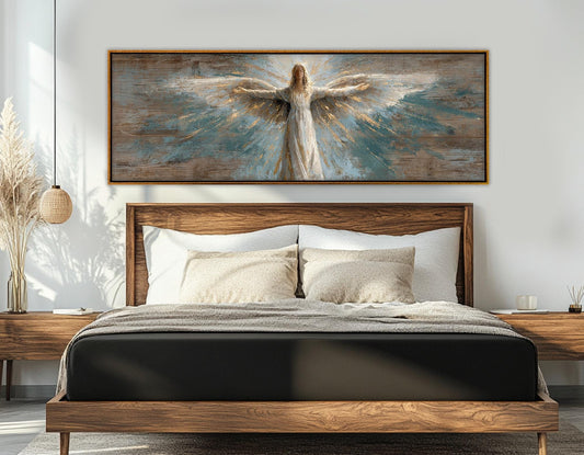 Angel Canvas Print – Rustic Christian Decor | Framed & Ready to Hang Wall Art