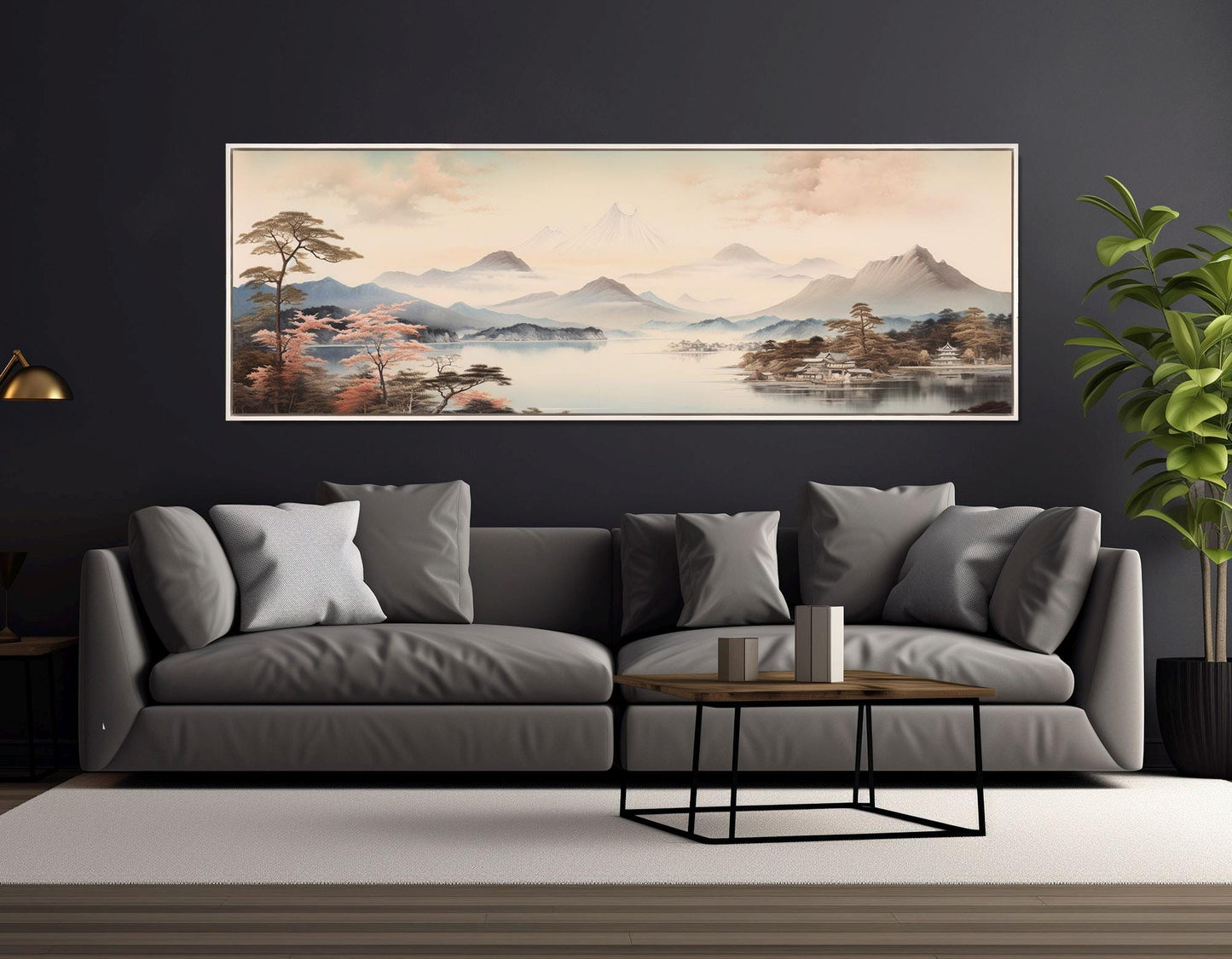 Japanese Landscape Canvas - Soft Tone Cotton Print | Framed, Ready to Hang Art
