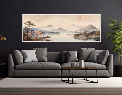 Japanese Landscape Canvas - Soft Tone Cotton Print | Framed, Ready to Hang Art